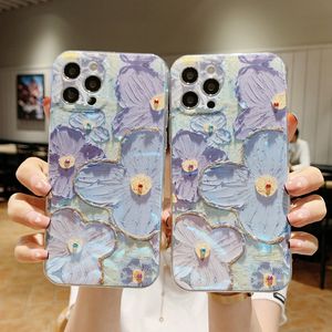 Luxury Blu ray Flower Phone Cases Cool Blue Soft TPU Back Cover Full Body IMD Glitter Fall f r iPhone Plus XR X Max