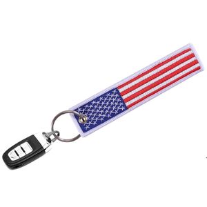 US Flag Keychain para motocicletas Scooters carros e patriótico com chaveiro anel bandeira americana presente de telefone móvel festa festa favor JJE7440