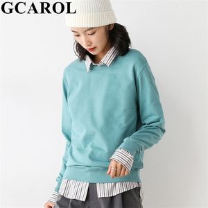 GCAROL Women O Neck Candy Long Hooded Oversized Loose Sport Sweatshirt Cotton Blends High Street Autumn Winter Jersey 5 XL 201126