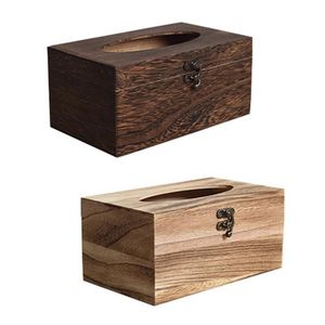 Taschentuchboxen, Servietten, 2 x Holzbox, Papierserviettenhalter, Holz-Badezimmer-Gesichtsbox für Schlafzimmer, L, gebranntes Licht