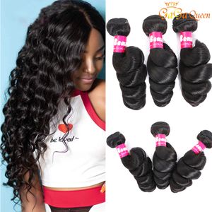 Human 4 Bundles Deal Extension Grade 9A Peruvian Virgin Hair Loose Wave Weave Bundle