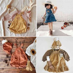 Toddler Boys Rainbow Overall Wawa Baby Girls Corduroy Overalls Kid Lovely brand Design Clothes Fall Winter 210619