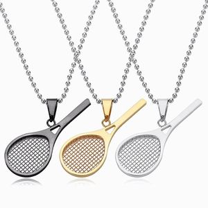 Pendant Necklaces Tennis Racket Necklace Fashion Gift Outdoor Titanium Steel Beads Chain Unisex Trendy Choker
