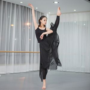 Ballet Modern Dance Trousers Chiffon Irregular Exercise Clothes Adult Female Skirt Classical Big Swing Skirt Yoga Pants Q0219
