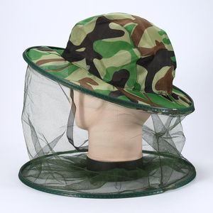 Sivrisinek Maskesi toptan satış-Açık Hava Şapkaları Fishing Camping Field Jungle Yüz Koruma Kapağı Örtü Kapak Maske Camo Camo Midge Böcek Böcek Arısı Kadın Erkek Kova Şapkası