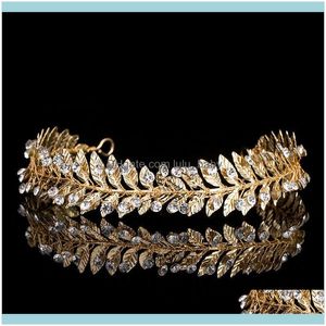 Hårsmyckesklipp Barrettes Lyxig Elegant Tiara Leavs Crown Bridal Aessory Jewelry Girls Wedding Pannband Drop Delivery 2021 9R