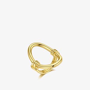 ENFASHION Anello ovale cavo color oro curva in acciaio inossidabile Anelli per dito gioielli moda donna regali per feste Anelli R204038