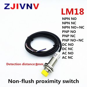 Smart Home Control Inductive Type Proximity Sensor Switch 18mm NPN PNP DC AC Non-flush NO/NC/NO NC 2/3/4 Wires Detection Distance 8mm