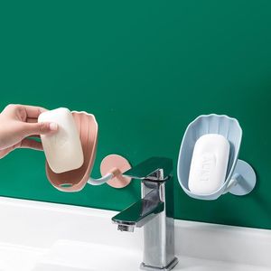 Hooks & Rails Soap Dish Box Holder Drain Rack Toilet Perforated Freestanding Suction Cup Travel Bathroom Accessory