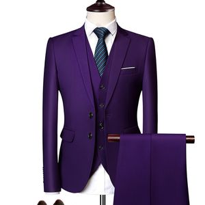 Groom Male Wedding Prom Suit Green Slim Fit Tuxedo Men Formal Business Work Wear Suits 3Pcs Set (Jacket+Pants+Vest)