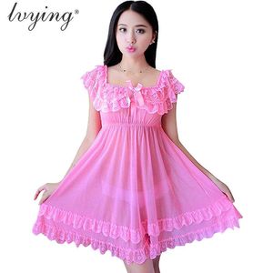 Women Nightgown Sexy Lace Pyjamas Romantic Charming Night Dress Sleepwear Lingerie Dew Shoulder Nightshirt Nightwear Nighty 210924