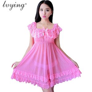 Frauen Nachthemd Sexy Spitze Pyjamas Romantische Charmante Nacht Kleid Nachtwäsche Dessous Dew Schulter Nachthemd Nachtwäsche Nighty 210924