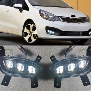 1 Takım Araba Gündüz Koşu Işık Sis Işık Lambası LED DRL Kia Rio 2012 2013 2014 2015 için Sarı Dönüş Sinyali ile 2013