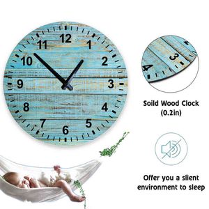 ヴィンテージの木製の壁時計アートの装飾大きい木製の簡潔なデザインの静かな装飾的な時計DIYの家の装飾H1230