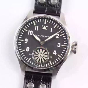 V6 Mężczyzna Zegarki 46mm Mewa 6497 Ruch Manual Fine Steel Watch Case Turbine Rotation AT 6:00 Calfskin Pasek Podwójne Sapphire Lusterko na rękę