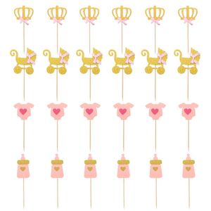 Inne świąteczne dostawy Party Onzon 24 Sztuk Cake Toppers Girl Temat Cupcake Moda Delikatne wybory Dekoracje dla Baby Shower Bir