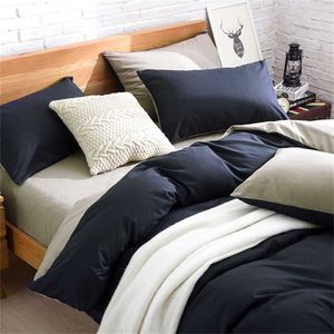 Ren färg Duvet Single Twin Comforter Bedding Set 2/3 Bed Cover Set King Queen size Bed Box Duvets Linne Quilt Cover 211007