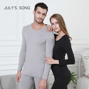 Temmuz Şarkı 2 Adet / Set Sonbahar Termal Uzun Iç Çamaşırı Erkekler Kadın Vücut Şekilli Ince Samimi Pijama Sıcak Nefes 210928