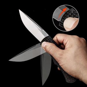 On Sale!! Automatic Tactical Folding Knife 154CM Satin Steel Blade Aviation Aluminum + Carbon Fiber Handle EDC Pocket Folder Knives