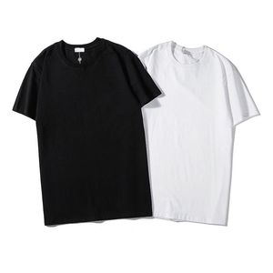 Новый стиль O шеи футболки классические хлопковые вышивки мужчины с коротким рукавом футболка улица дышащая черная белая тройник сверху