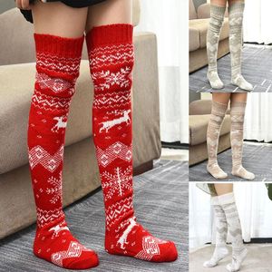 Geyik Çorabı toptan satış-Çorap Çorap Kadın Ren Geyiği Örme Yüksek Diz Üzerinden Yüksek Lady Güzel Sıcak Rahat Kalın Uzun Kış Noel Çorap Hediyeler