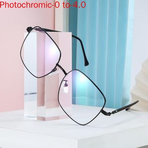Fashion Sunglasses Frames Men Square Pochromic Finished Myopia Glasses Posensitive Chameleon Anti glare Change Color Lens Prescription NX