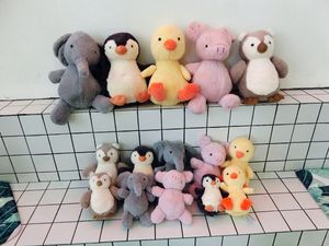 5 st Lovely Dog Pig Penguin Elephants Ankor Plush Toy Soft Cartoon Animal Dinosaur Fylld Doll Boyvän Pillow Kids Girl Födelsedagspresent