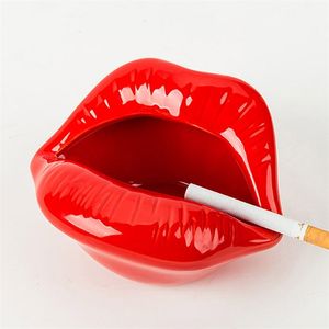 Yefine Cute Lips Ashtray Ceramic Creative Design Sexy Mouth Planter Flower Pots Desktop Decoration 210902