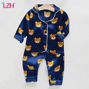 Lzh outono crianças crianças criança meninos pijamas conjuntos 2 pcs terno verão crianças roupas para meninas casual homewear 211130