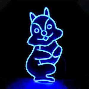 파란색 다람쥐 기호 동물원 홈 바 벽 장식 휴일 조명 수제 LED 네온 빛 12 V 슈퍼 밝은