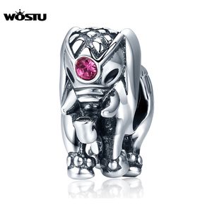 Wostu New Trendy Real 925 Sterling Silver Thailand Lucky Elephant CharmsフィットオリジナルWSTブレスレットジュエリーギフトCQC321 Q0531