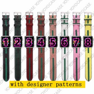 G fashion Strap Watchbands for Apple Watch Band 42mm 38mm 40mm 44mm iwatch 1 2 345 bands Leather Bracelet Fashion Stripes