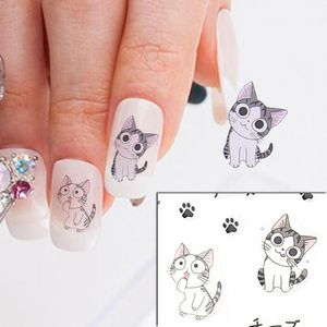 Nail Art Decorations Sheet Cute Cat Pattern Stickers DIY Decoration Decal D Decor Manicure Tool Designs Water