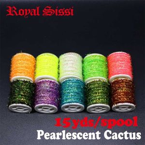 Royal Sissi developed 10 spools set pearlescent cactus chenille salmon&steelhead streamer fly flash body tying materials 211222