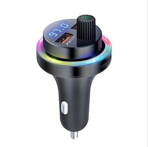 Bluetooth V5.1デュアルUSB充電器QC3.0 LEDディスプレイFMトランスミッタ12V-24V電話カーキットMP3プレーヤーのための高速充電