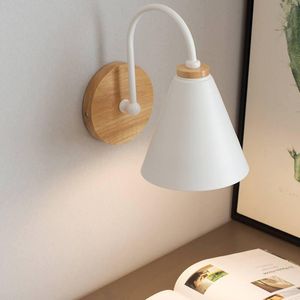 Lampa Ścienna Nowoczesna sztuka żelaza E27 5W LED światła z drewnianą bazą Strona główna salon Wystrój Wystrój Bedside Aisle Black / White