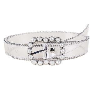 Bälten Jeans Clear Belt Ladies Midje Kvinnor Transparent White Pearl Rivet Designer PVC Plastic Waistband KT65