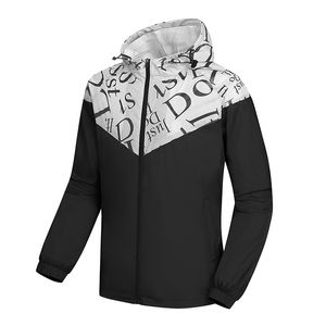 Bahar Su Geçirmez Ceket Erkekler Kapüşonlu Rahat Fahsion Mektup Baskılı Erkekler Windproof Ceket Uzun Kollu Artı Boyutu Giysileri Male4XL 210601