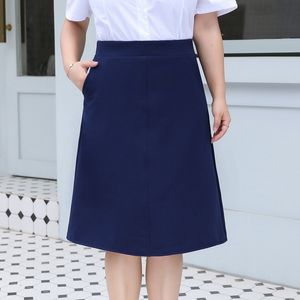 M-5xl plus storlek kvinnors professionella slim kjol kontor högkvalitativ hög midja damer kvinnlig elegant ren färg 210527