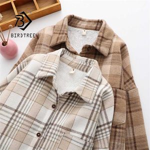 Thick Velvet Plaid Shirts Women Winter Keep Warm Blouses and Tops Casual Slim Jacket Female Clothes Outwear C17001X 211109