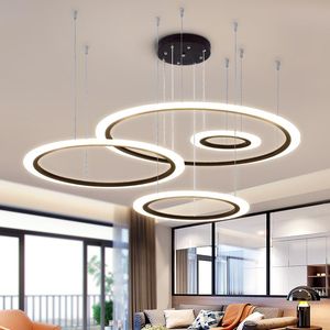 Chandeliers Modern DIY Acrylic Rings Led Lighting Living Room Decoration Chandelier Lamp APP Dimmable Hanging Light Fixtures