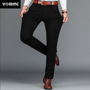 Vomint Brand Mens Pant Classics Casual Business Stretch trousers regular Straight Black Blue Khaki 4 Colors Plus Size 44 210715