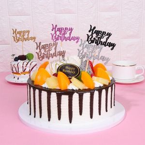 その他のお祝いのパーティー用品12pcsグリッターお誕生日おめでとうカップケーキトッパーベビーシャワーキッズアダルトケーキを祝う