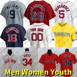 34 David Ortiz Jersey 5 Hernandez 28 J.D. Martinez 11 Rafael Devers 9 Ted Williams 16 Andrew Benintendi Sale Bogaerts Betts Men Women Kids Custom Baseball Jerseys