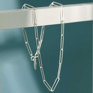 Kedjor Koreanska S925 Sterling Silver Halsband Ins Små Grupp Enkel Kedja Halsband För Kvinnor Kvinna Choker Neck Fina Smycken1