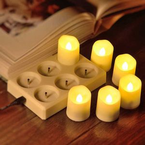 Chargeable Candle LED Remote Control Flameless Tea Lights Wedding Home Decoration Tea Light With Timer Drop 210702