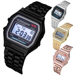 F91W Watches Steel Strap Women Men Business Clock Multifunction LED Digtal Sports Wrist Electronic