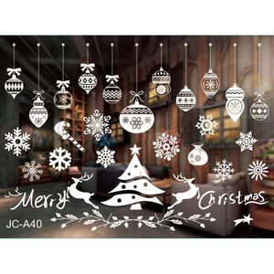 Window Stickers Year Decals Home Decor Merry Christmas Wall Decorations White Snowflakes Glass