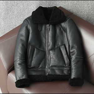 Winter-Jacke aus echtem Schaffell, Herren-Wollpelzjacke für Motorrad, Übergröße 5XL, dickes Schaffell, natürlicher warmer Mantel