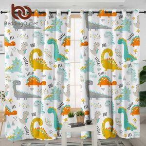 BeddingOutlet Dinossauro Blackout Cortina para quarto de crianças Jurassic bedroom cortina de desenhos animados janela cortina para meninos Cortinas coloridas 210712